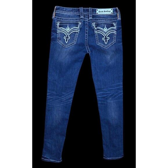 Womens Medium Wash Rock Revival Skinny Jeans "Allegra" Tag Size 30 Inseam 31 - Picture 4 of 9
